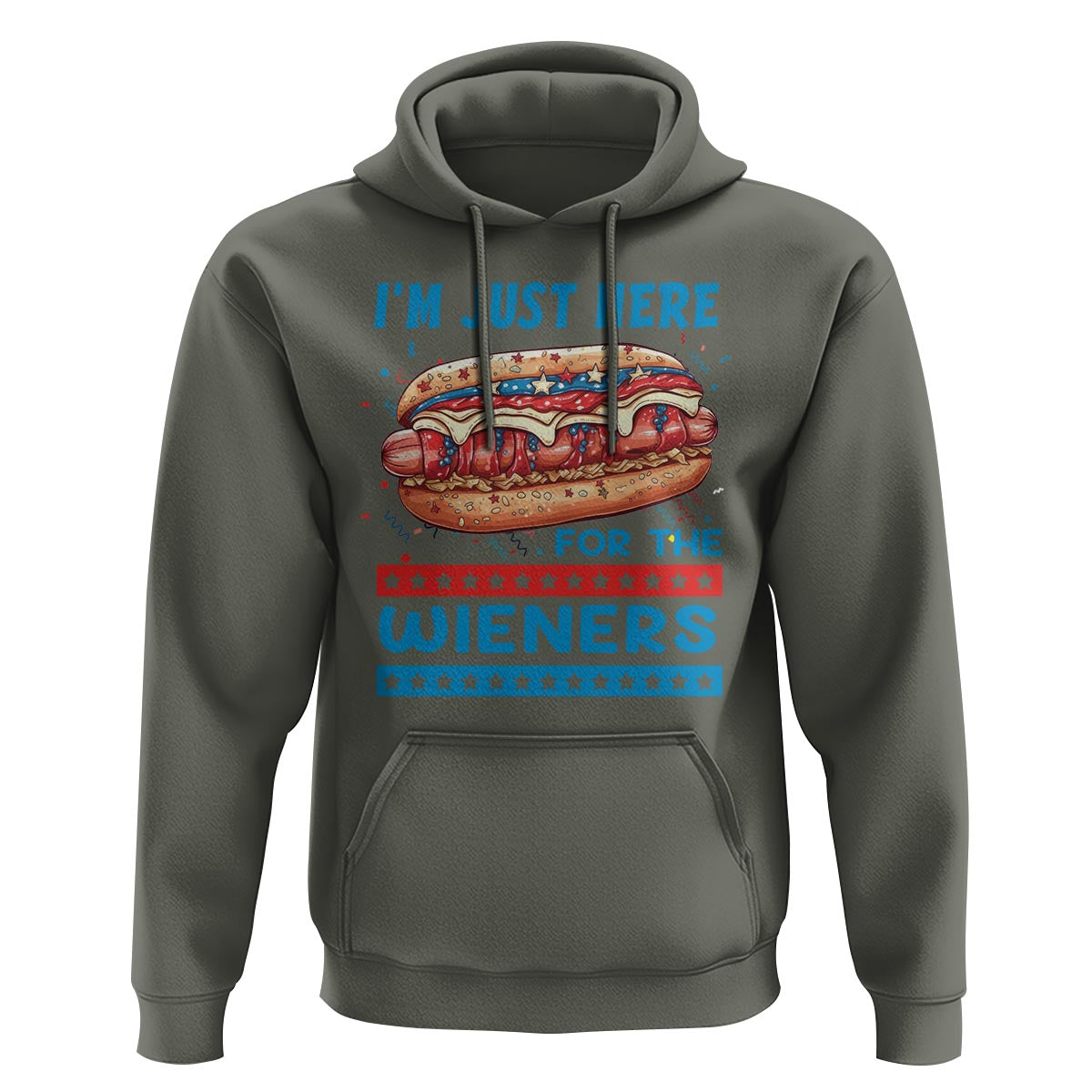 4th Of July Hoodie I'm Just Here For The Wieners Patriotic Hot Dog - Wonder Print Shop