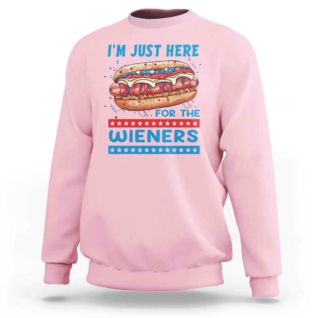 4th Of July Sweatshirt I'm Just Here For The Wieners Patriotic Hot Dog - Wonder Print Shop