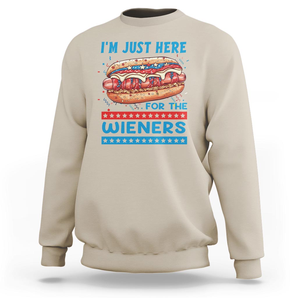 4th Of July Sweatshirt I'm Just Here For The Wieners Patriotic Hot Dog - Wonder Print Shop