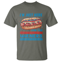 4th Of July T Shirt I'm Just Here For The Wieners Patriotic Hot Dog - Wonder Print Shop