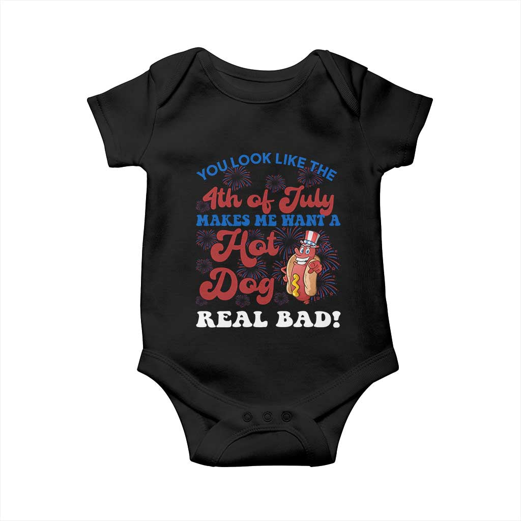 You Look Like The 4th Of July Funny Hot Dog Baby Onesie