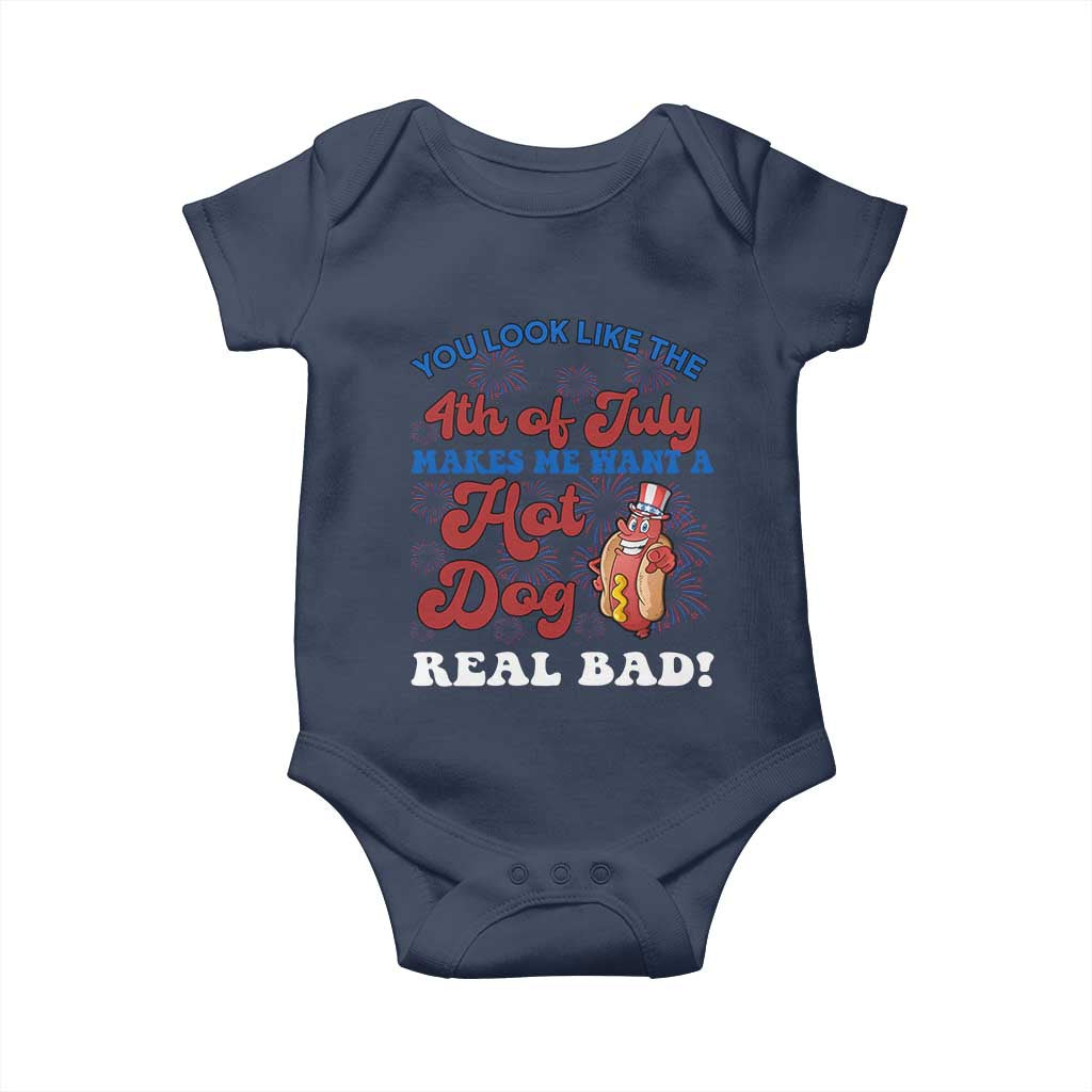 You Look Like The 4th Of July Funny Hot Dog Baby Onesie