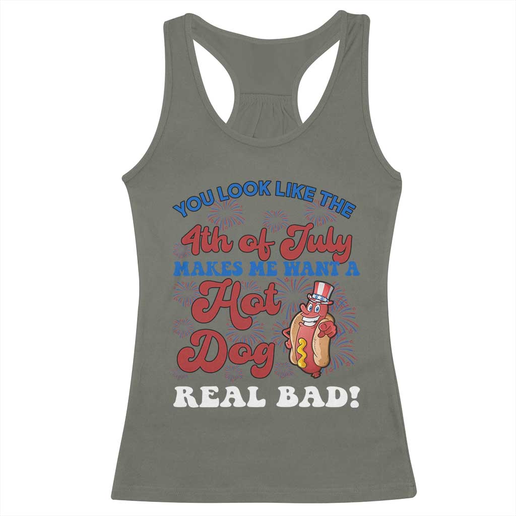 You Look Like The 4th Of July Funny Hot Dog Racerback Tank Top
