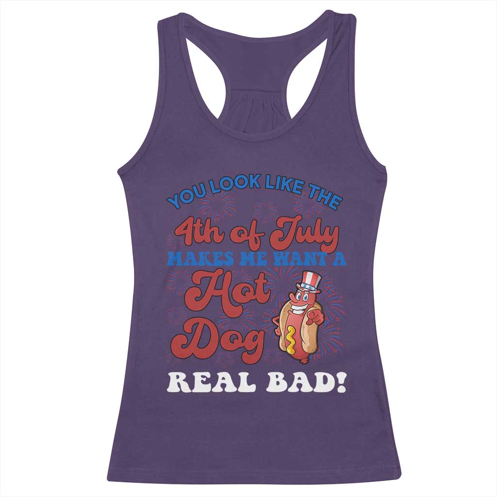 You Look Like The 4th Of July Funny Hot Dog Racerback Tank Top