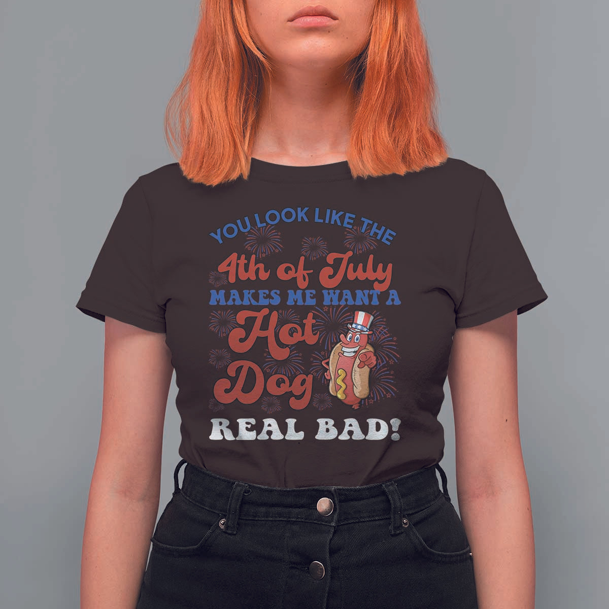 You Look Like The 4th Of July Funny Hot Dog T Shirt For Women