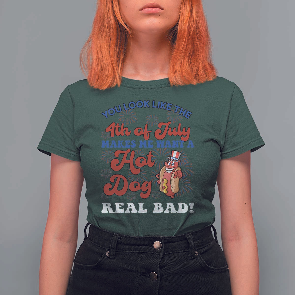 You Look Like The 4th Of July Funny Hot Dog T Shirt For Women