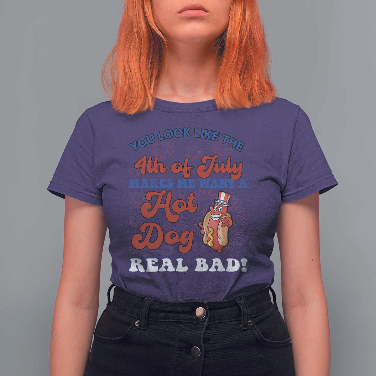 You Look Like The 4th Of July Funny Hot Dog T Shirt For Women