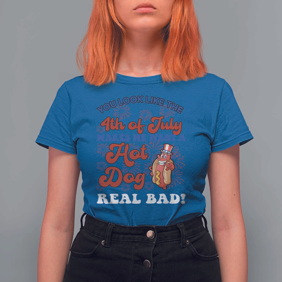 You Look Like The 4th Of July Funny Hot Dog T Shirt For Women