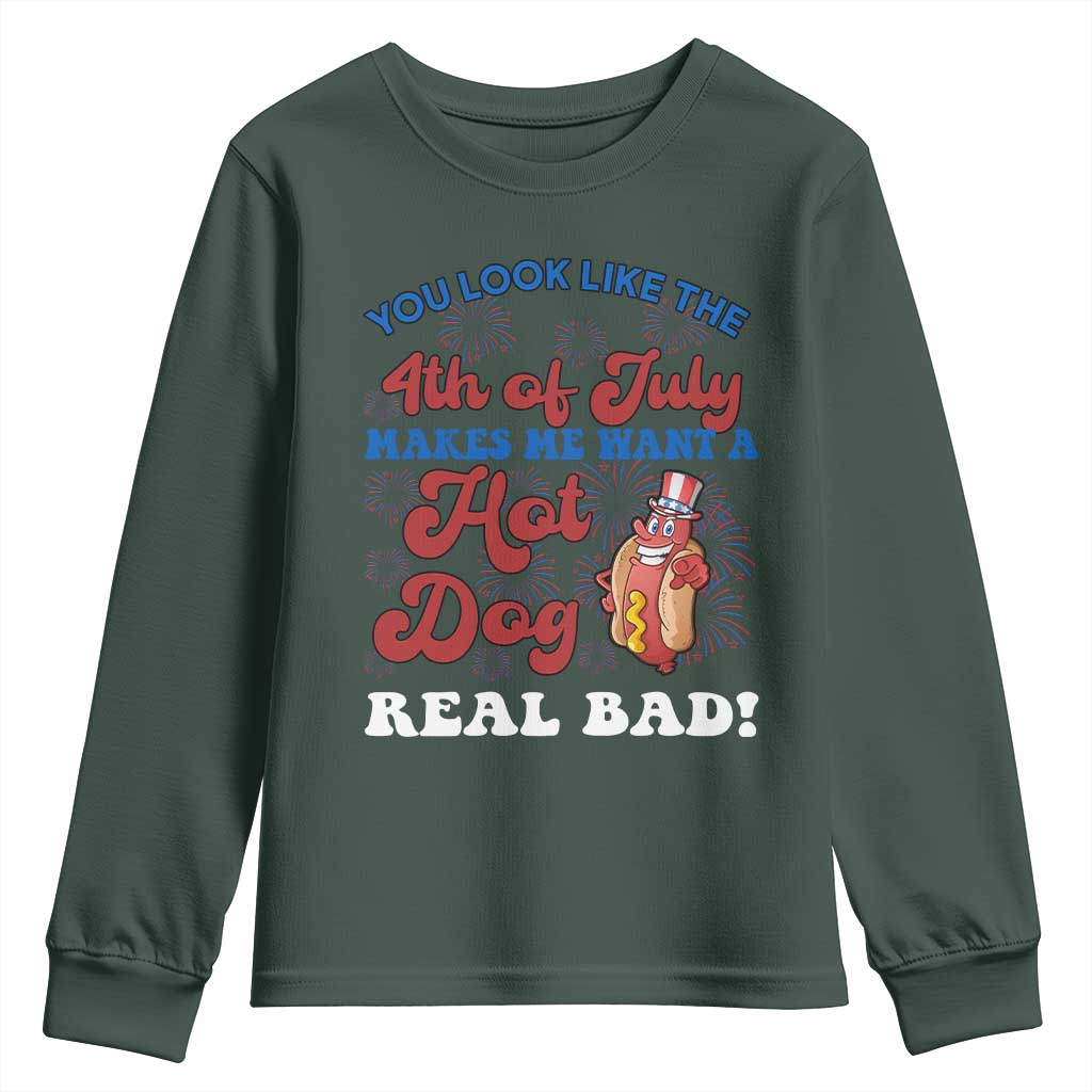 You Look Like The 4th Of July Funny Hot Dog Youth Sweatshirt