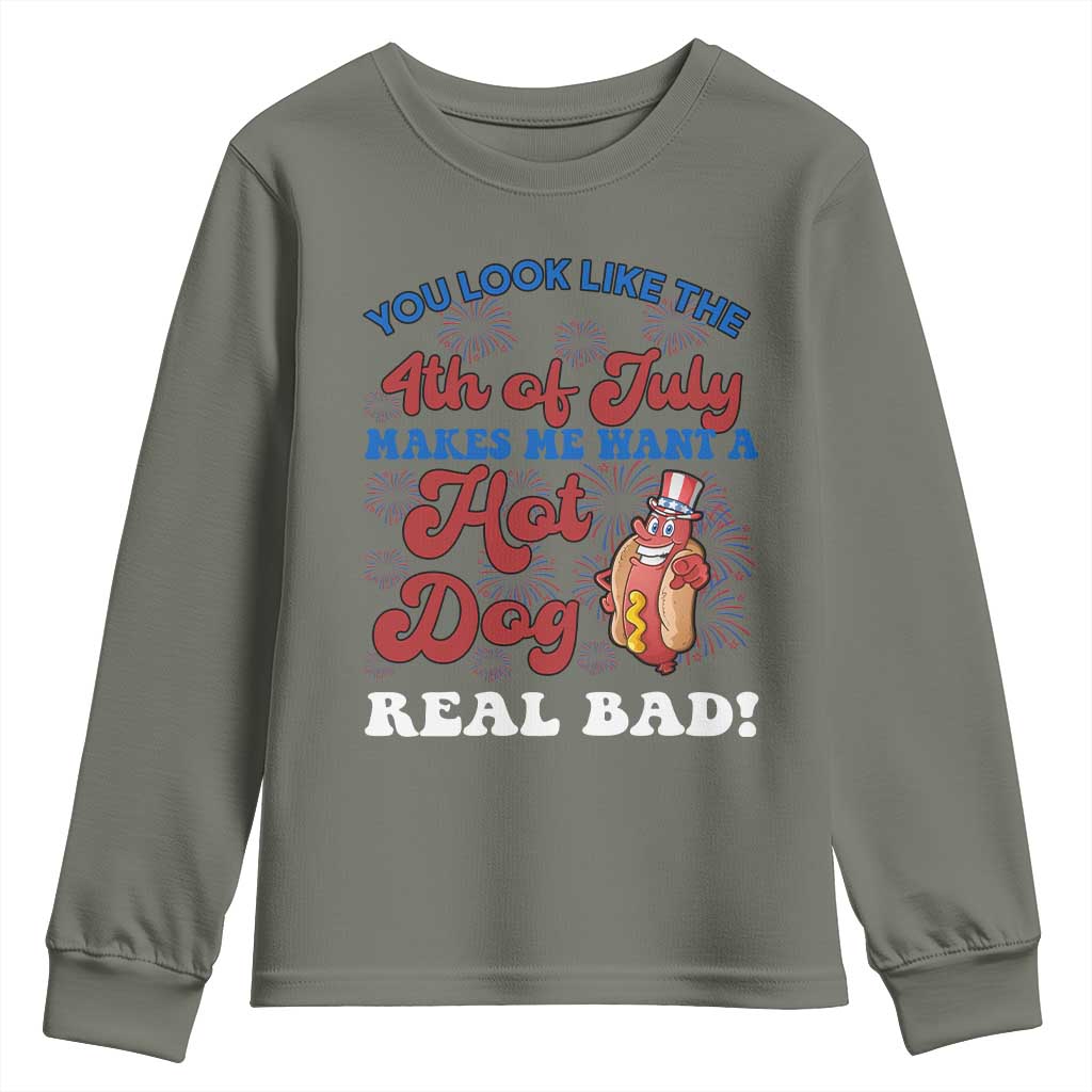 You Look Like The 4th Of July Funny Hot Dog Youth Sweatshirt