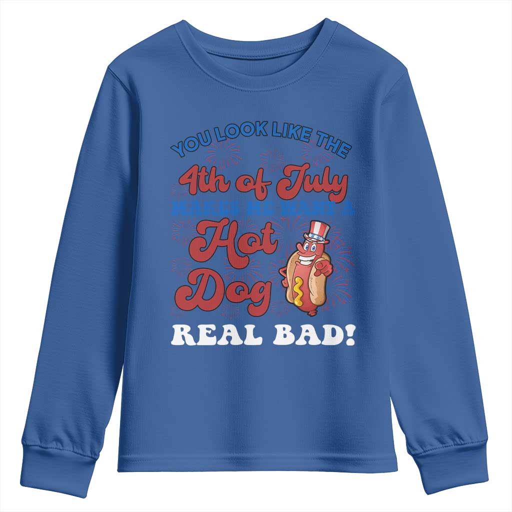 You Look Like The 4th Of July Funny Hot Dog Youth Sweatshirt