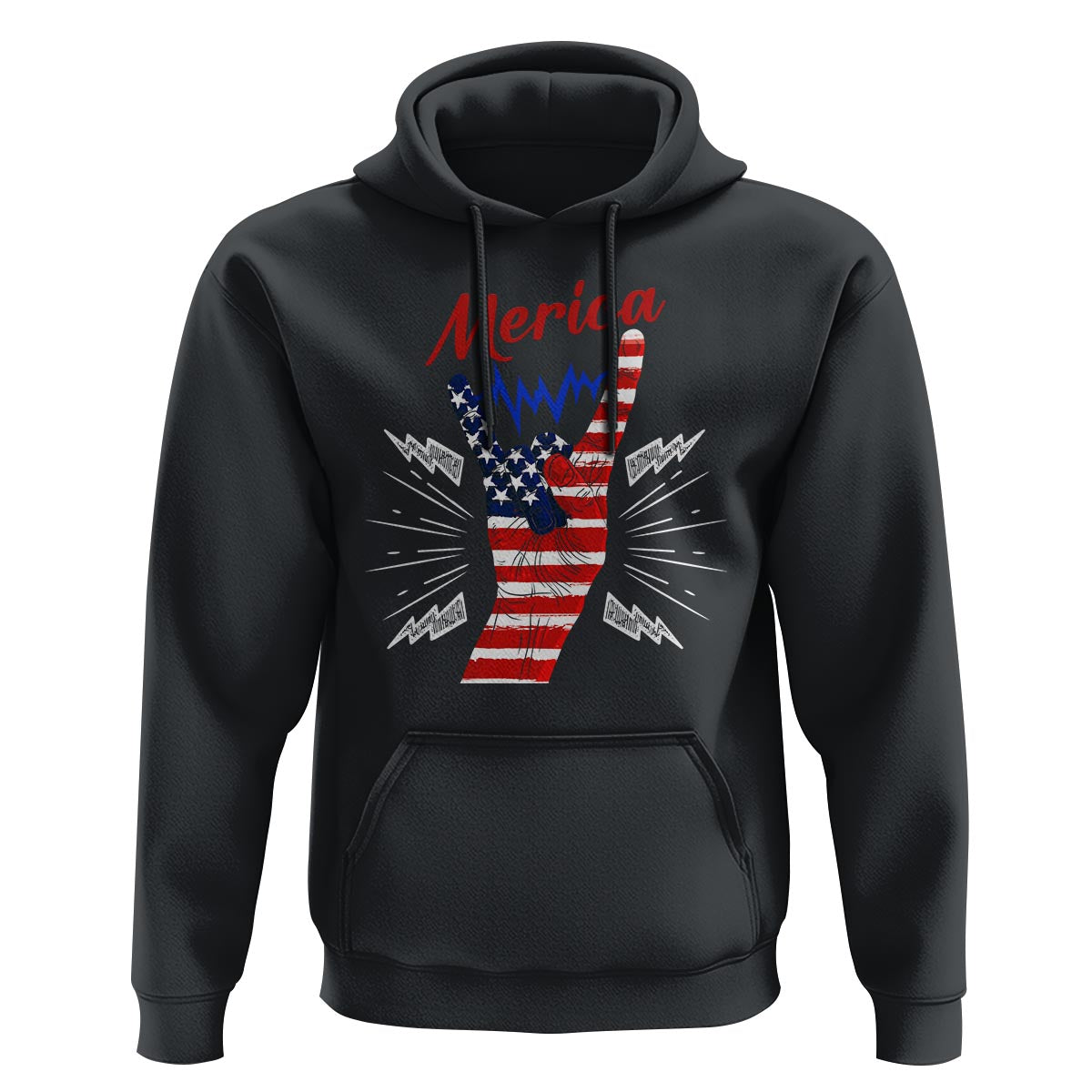 Merica Rock Sign 4th Of July Hoodie - Wonder Print Shop