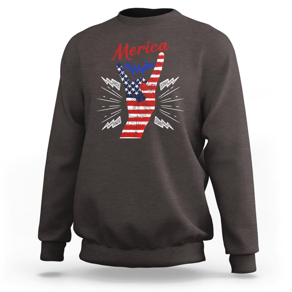 Merica Rock Sign 4th Of July Sweatshirt - Wonder Print Shop
