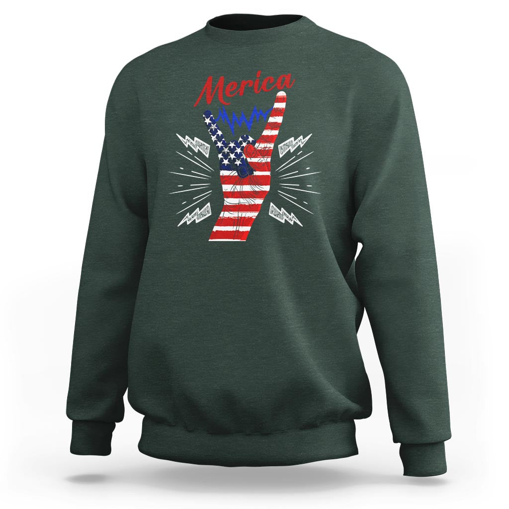 Merica Rock Sign 4th Of July Sweatshirt - Wonder Print Shop