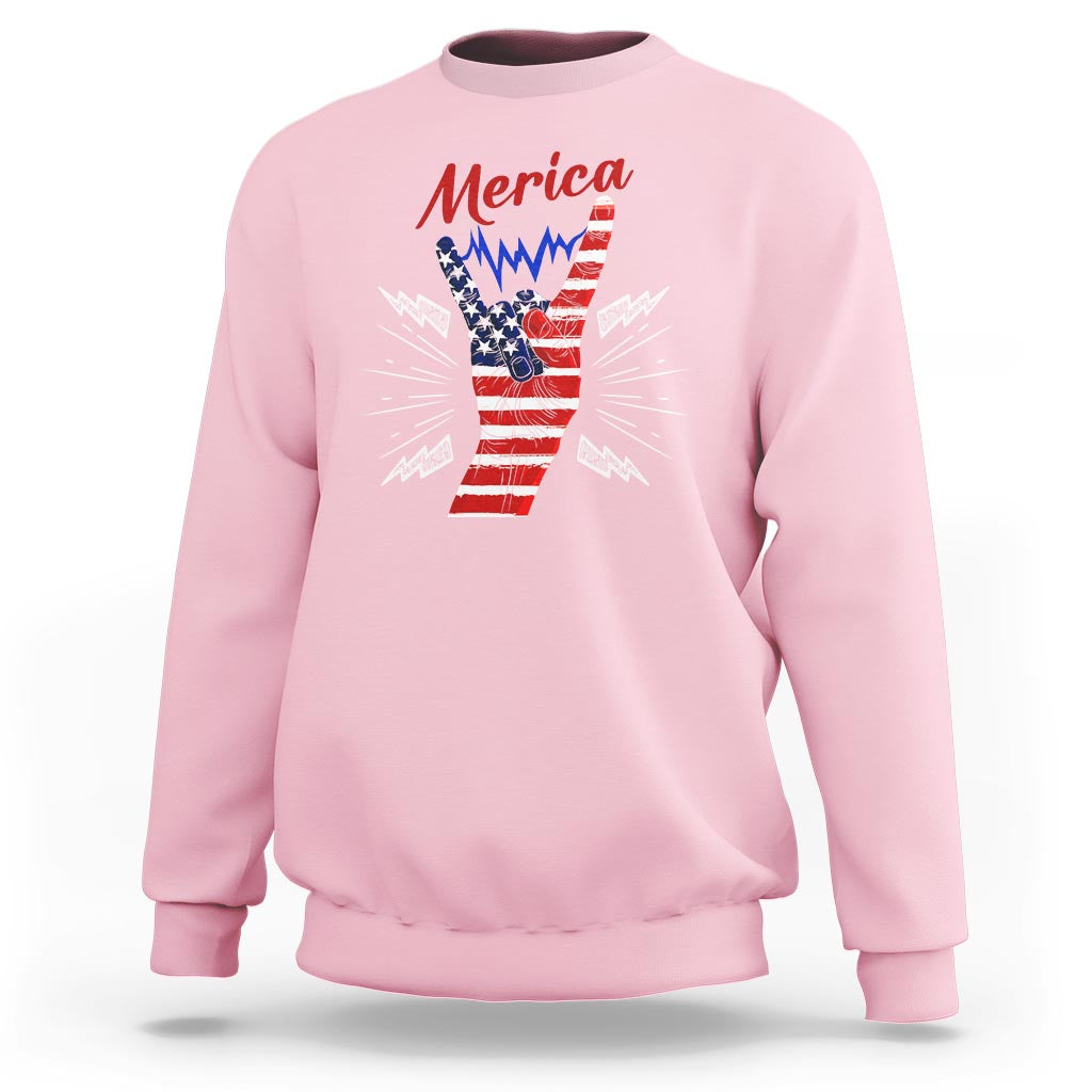 Merica Rock Sign 4th Of July Sweatshirt - Wonder Print Shop