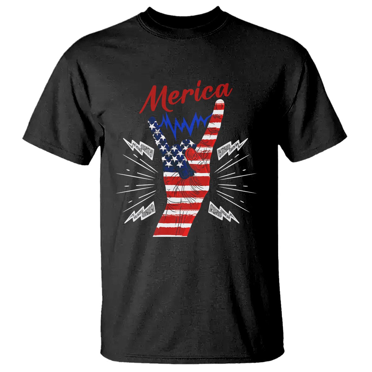 Merica Rock Sign 4th Of July T Shirt - Wonder Print Shop