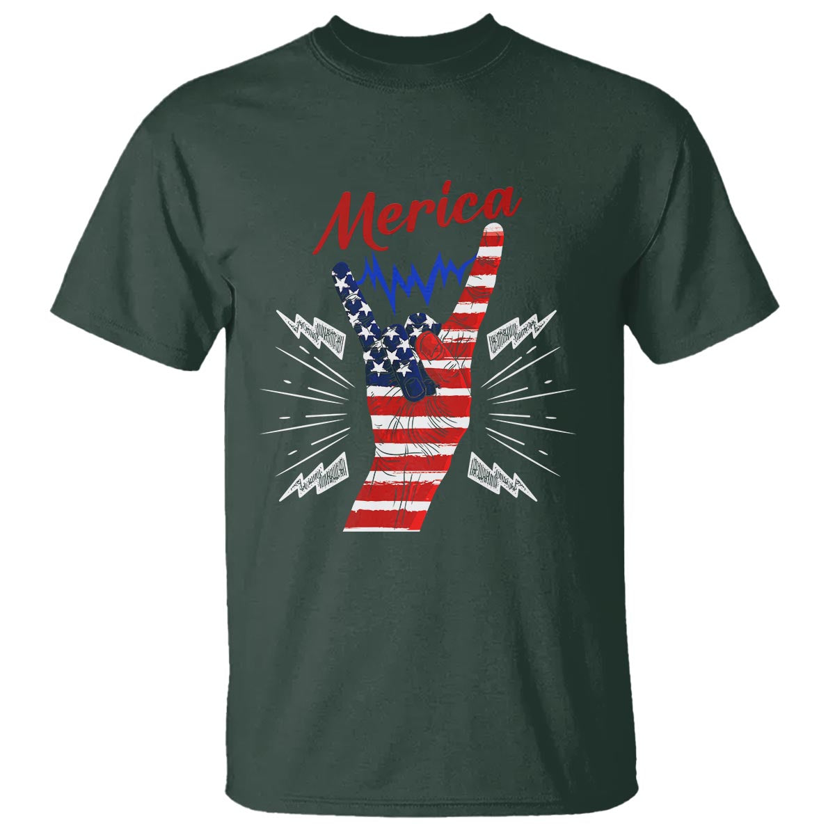 Merica Rock Sign 4th Of July T Shirt - Wonder Print Shop