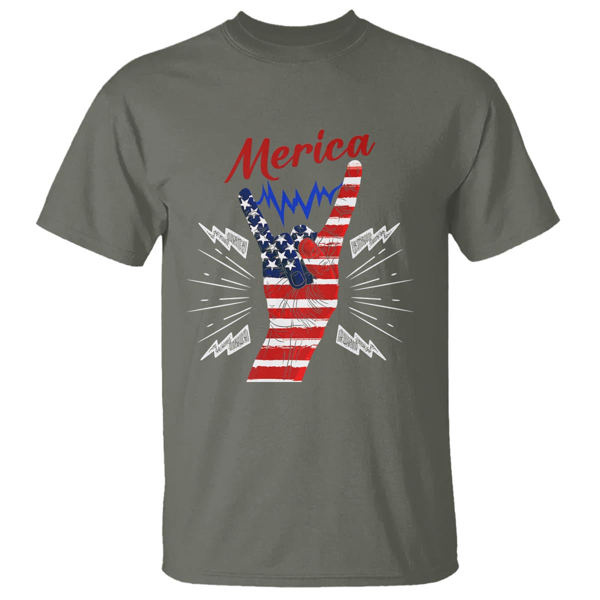 Merica Rock Sign 4th Of July T Shirt - Wonder Print Shop