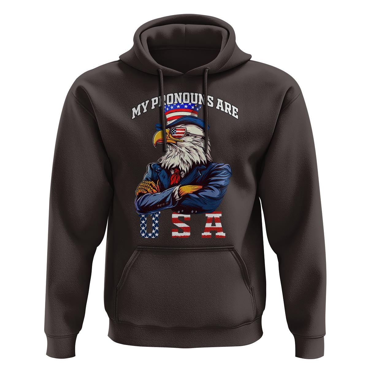Funny 4th Of July Hoodie My Pronouns USA Eagle American - Wonder Print Shop