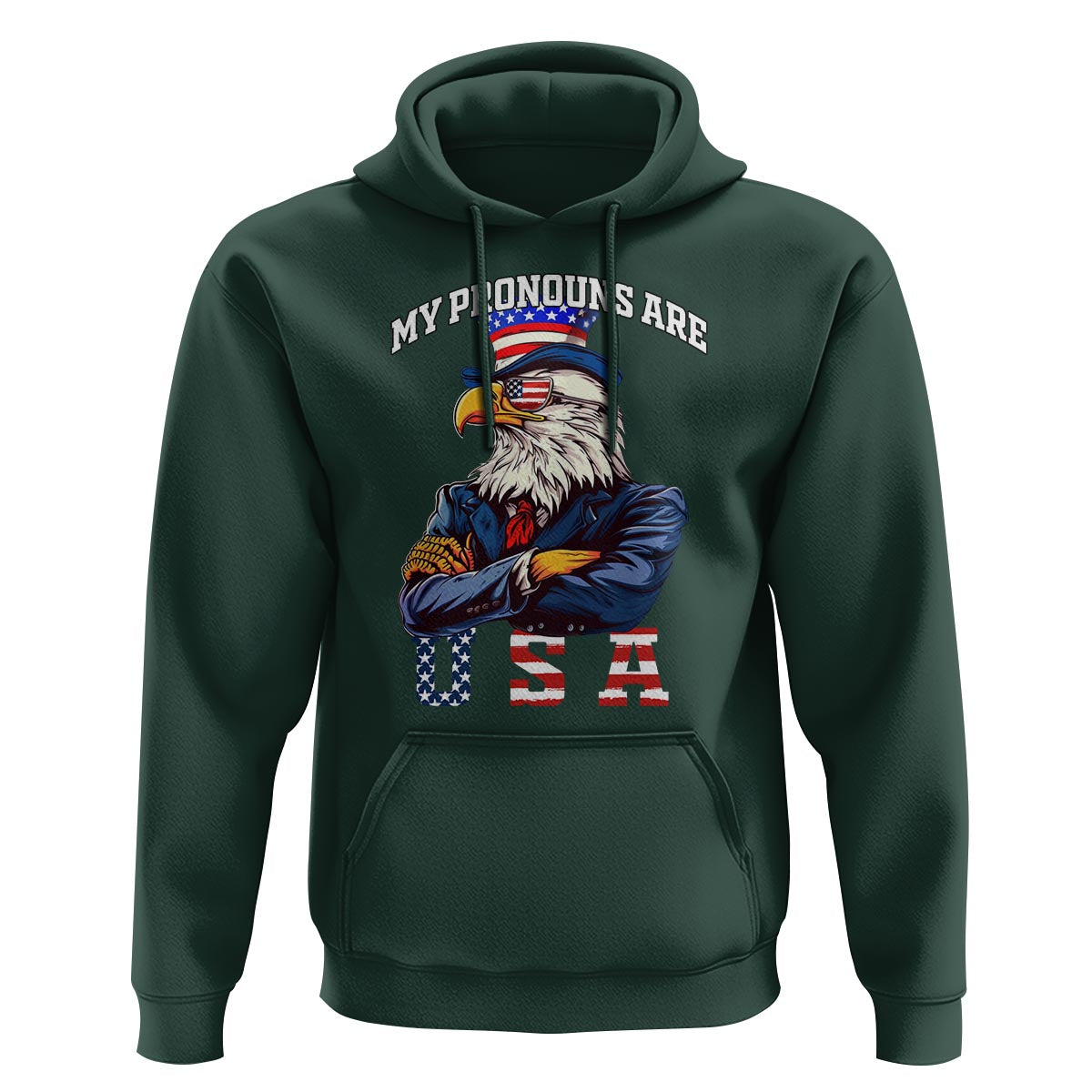 Funny 4th Of July Hoodie My Pronouns USA Eagle American - Wonder Print Shop