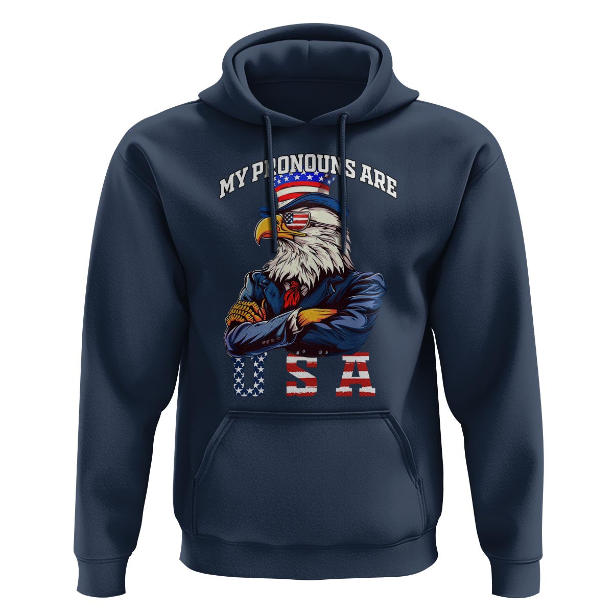 Funny 4th Of July Hoodie My Pronouns USA Eagle American - Wonder Print Shop