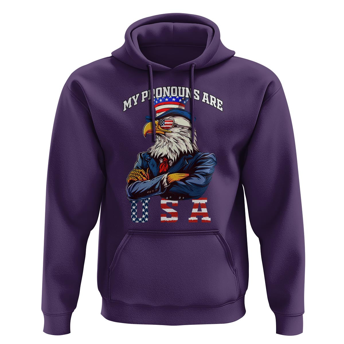 Funny 4th Of July Hoodie My Pronouns USA Eagle American - Wonder Print Shop