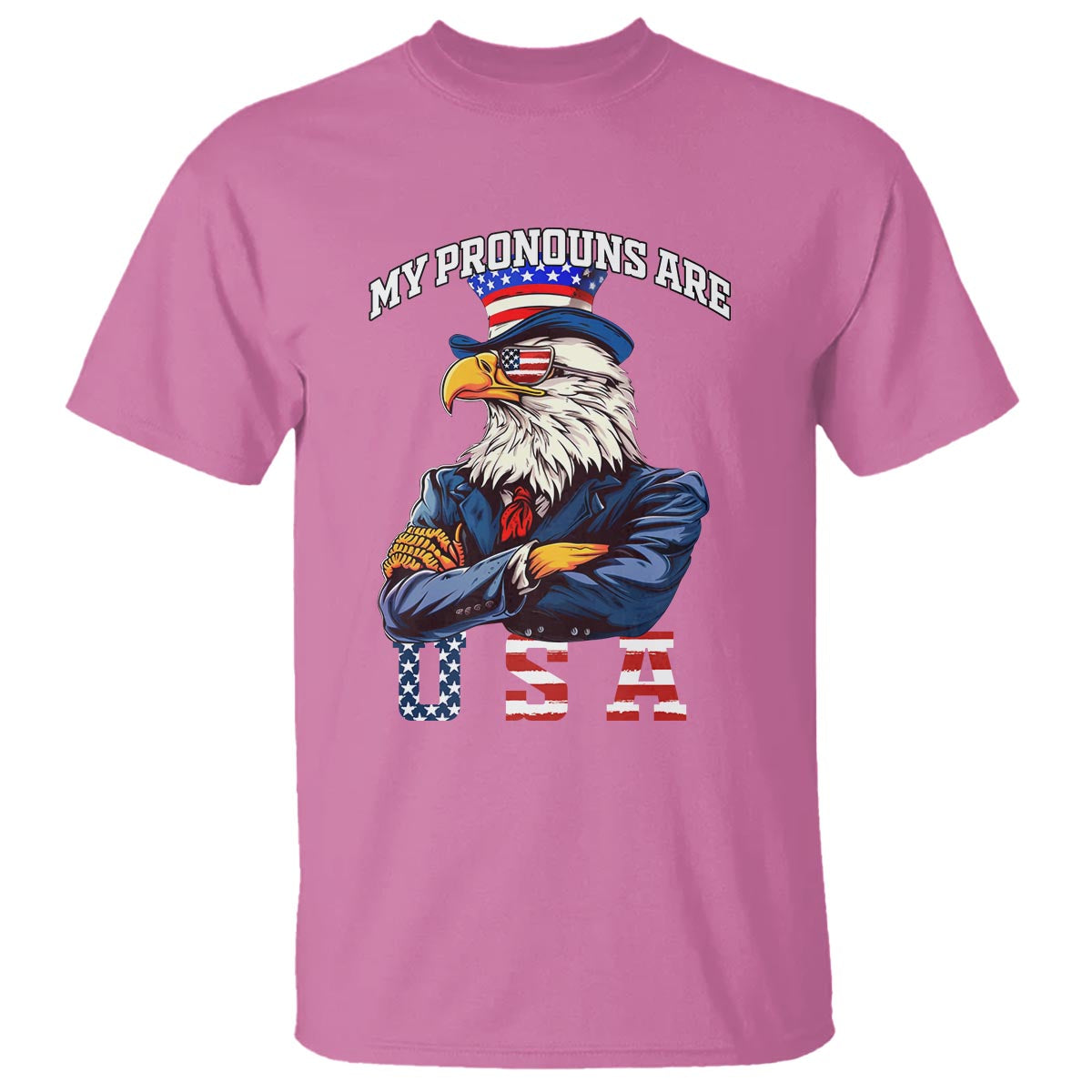 Funny 4th Of July T Shirt My Pronouns USA Eagle American - Wonder Print Shop