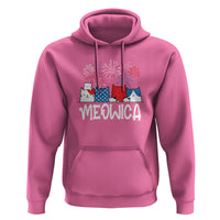4th Of July Cat Lover Hoodie Meowica Patriotic American Flag Fireworks - Wonder Print Shop