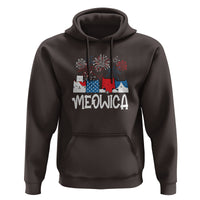 4th Of July Cat Lover Hoodie Meowica Patriotic American Flag Fireworks - Wonder Print Shop