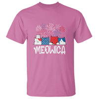 4th Of July Cat Lover T Shirt Meowica Patriotic American Flag Fireworks - Wonder Print Shop