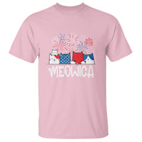4th Of July Cat Lover T Shirt Meowica Patriotic American Flag Fireworks - Wonder Print Shop