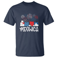 4th Of July Cat Lover T Shirt Meowica Patriotic American Flag Fireworks - Wonder Print Shop