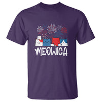 4th Of July Cat Lover T Shirt Meowica Patriotic American Flag Fireworks - Wonder Print Shop