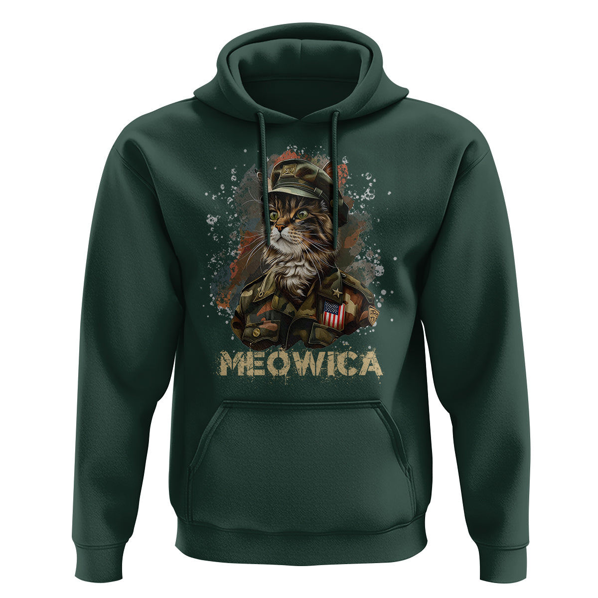 4th Of July Cat Lover Hoodie Meowica Patriotic US Army Cat - Wonder Print Shop