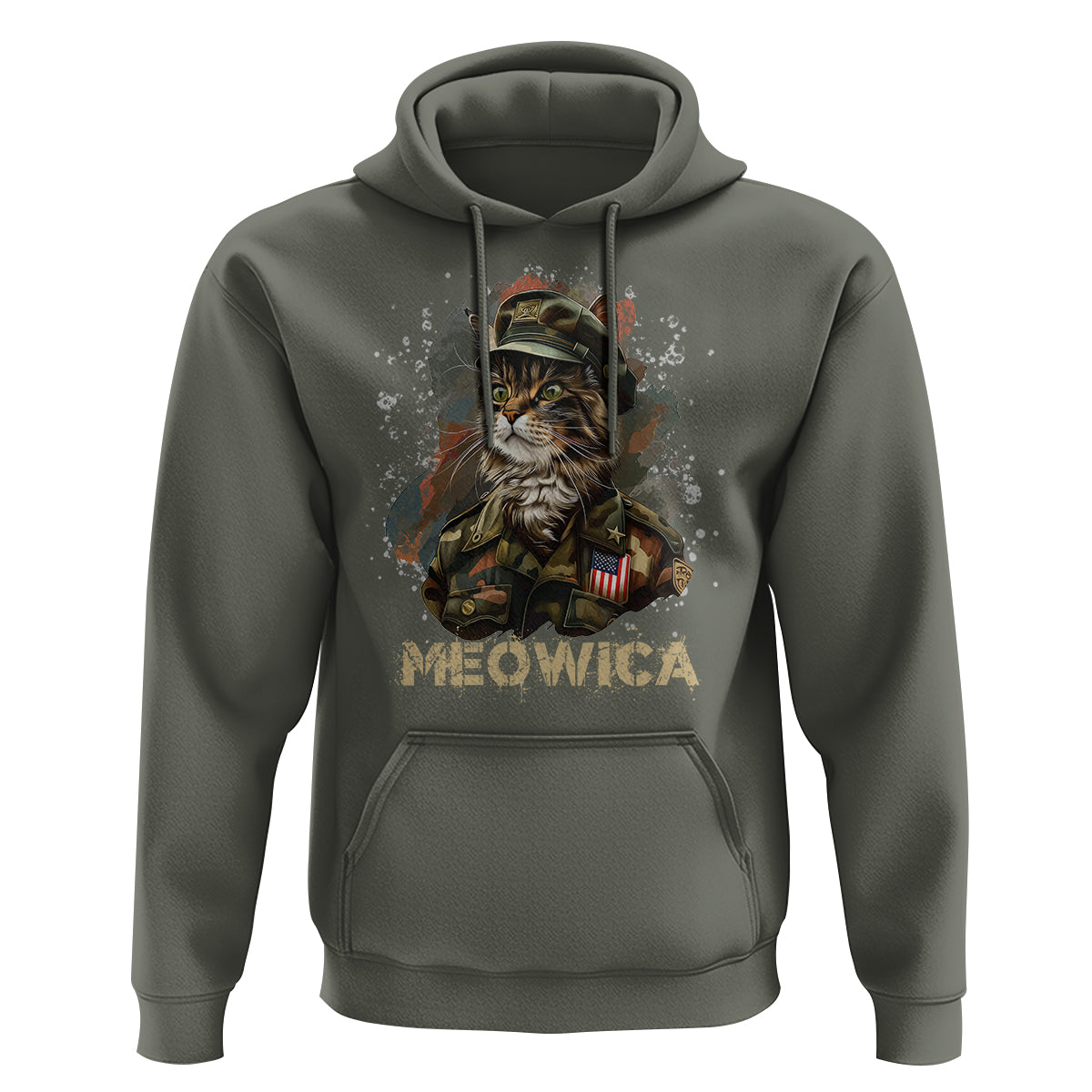4th Of July Cat Lover Hoodie Meowica Patriotic US Army Cat - Wonder Print Shop