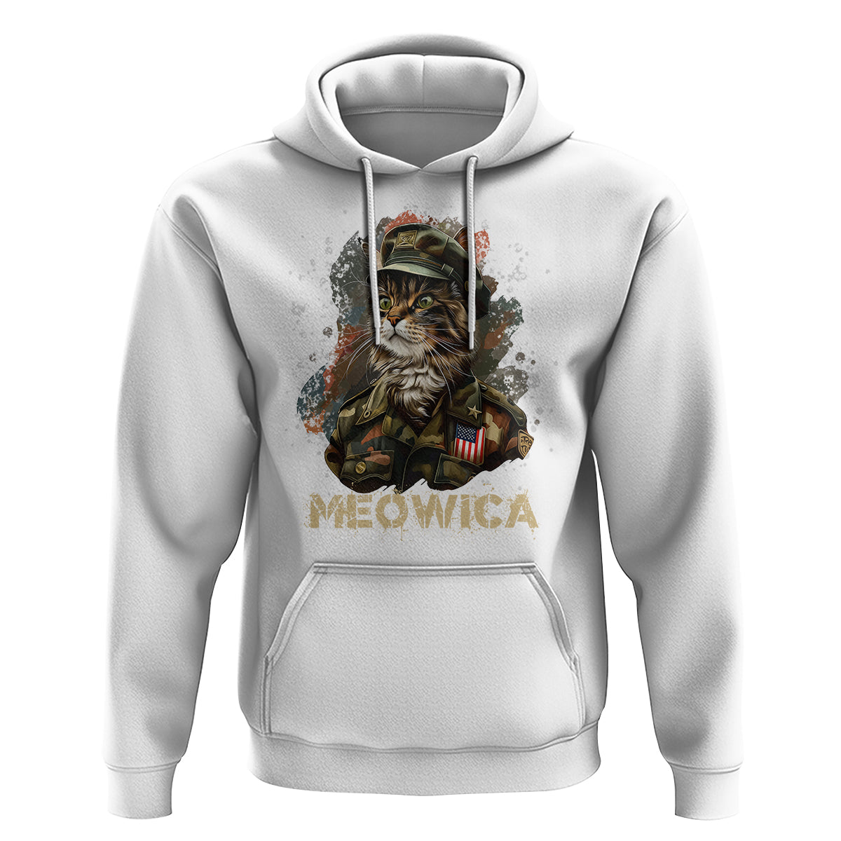 4th Of July Cat Lover Hoodie Meowica Patriotic US Army Cat - Wonder Print Shop