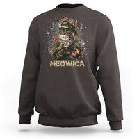 4th Of July Cat Lover Sweatshirt Meowica Patriotic US Army Cat - Wonder Print Shop
