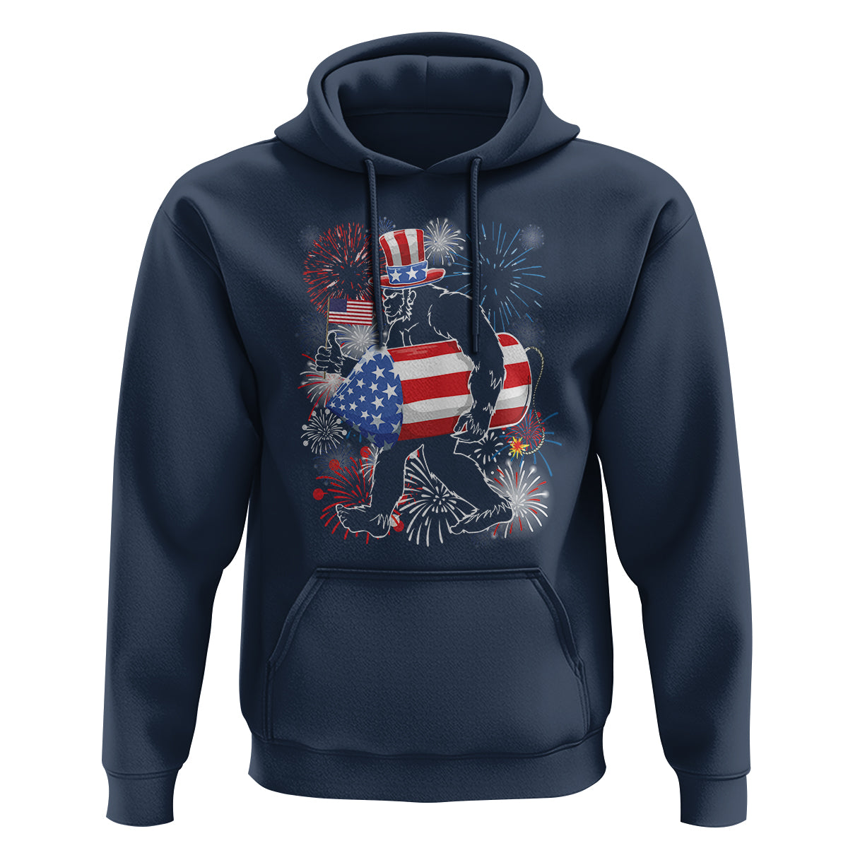 4th Of July Hoodie Bigfoot Fireworks Sasquatch American Flag - Wonder Print Shop