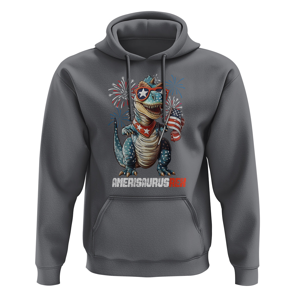 4th Of July Dinosaur Hoodie Amerisaurus Fireworks Patriotic Independence Day - Wonder Print Shop