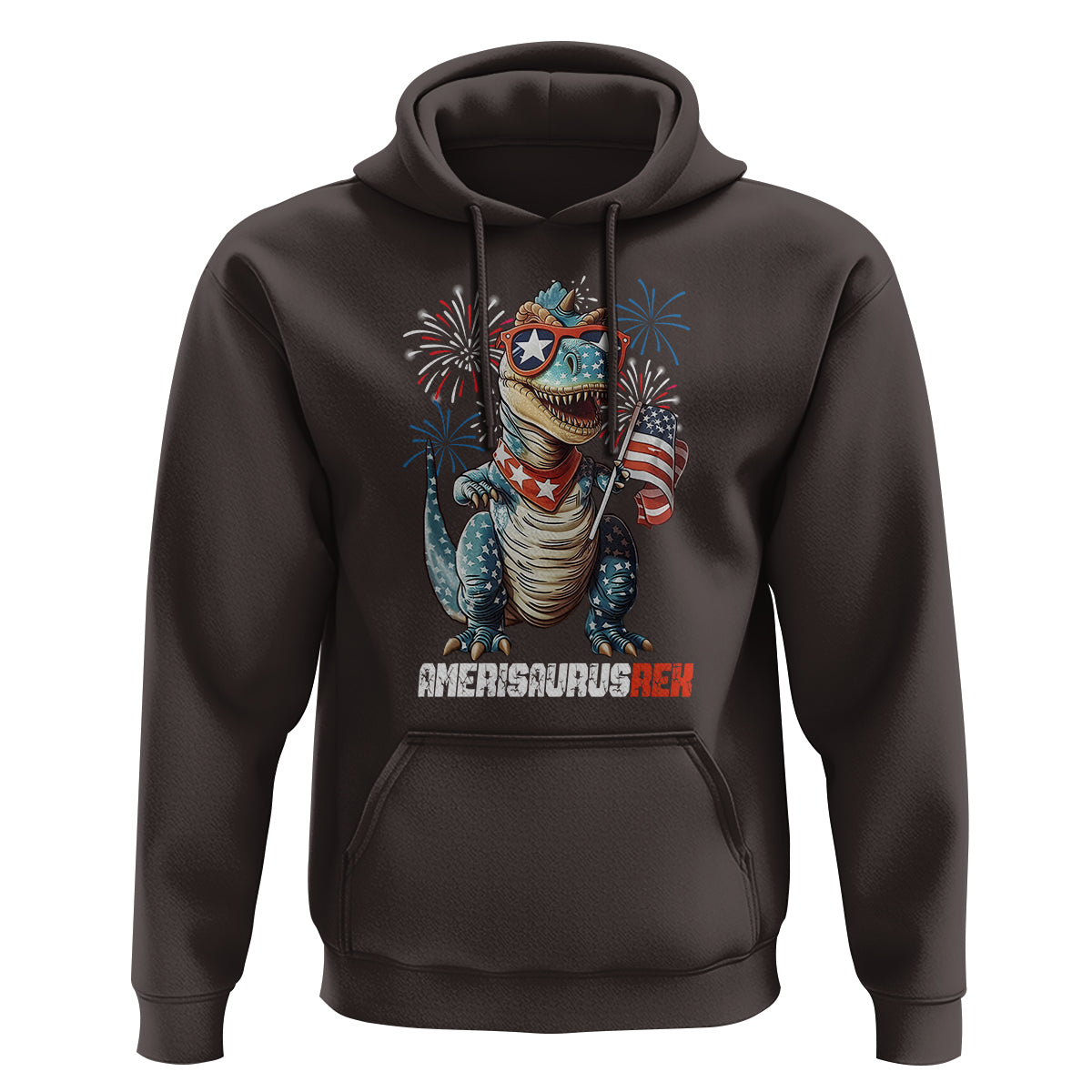 4th Of July Dinosaur Hoodie Amerisaurus Fireworks Patriotic Independence Day - Wonder Print Shop