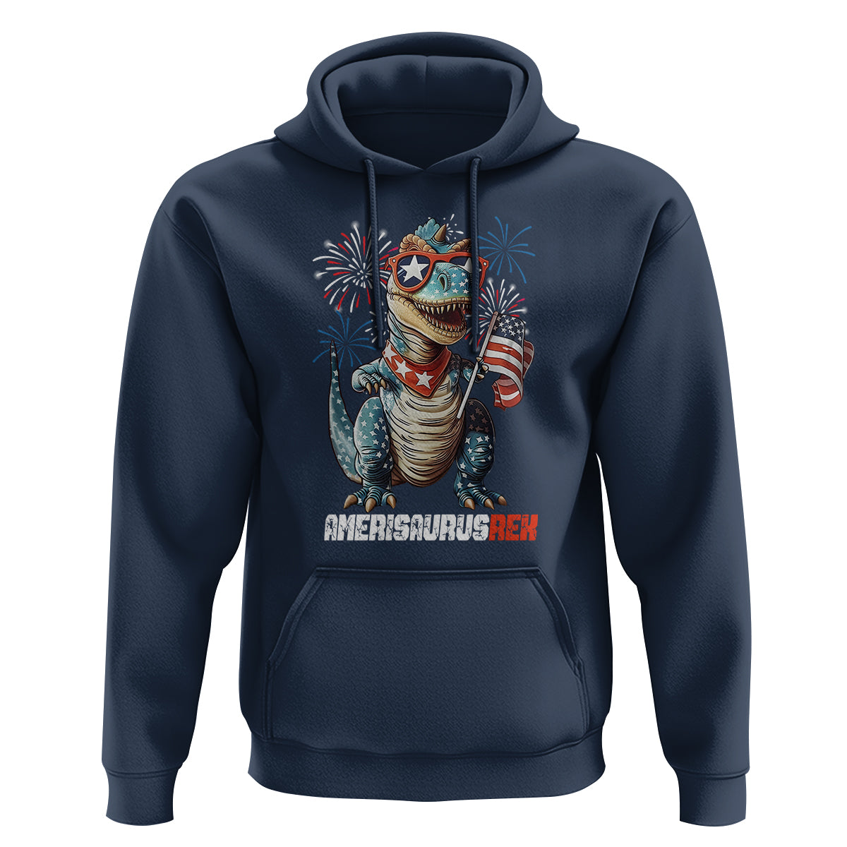 4th Of July Dinosaur Hoodie Amerisaurus Fireworks Patriotic Independence Day - Wonder Print Shop