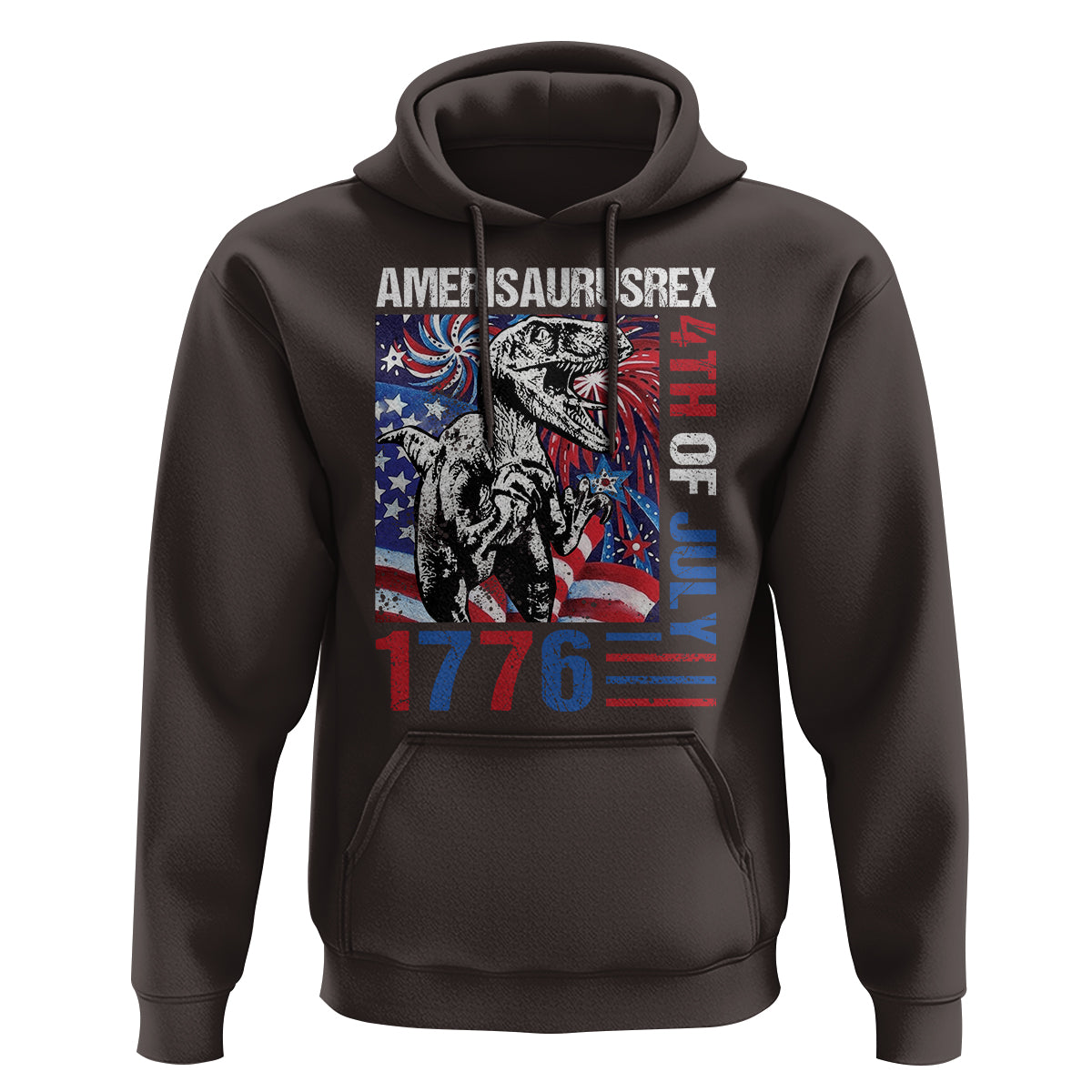 4th Of July Dinosaur Hoodie Amerisaurus Fireworks Patriotic Independence Day - Wonder Print Shop
