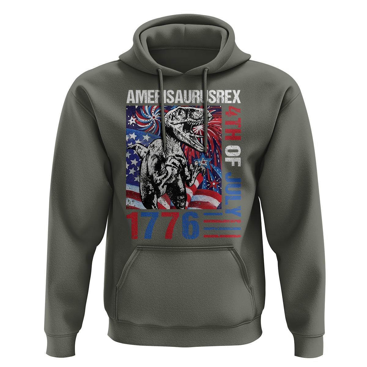 4th Of July Dinosaur Hoodie Amerisaurus Fireworks Patriotic Independence Day - Wonder Print Shop