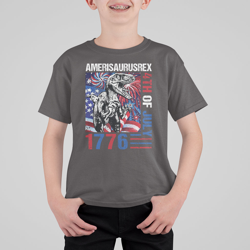 4th Of July Dinosaur T Shirt For Kid Amerisaurus Fireworks Patriotic Independence Day - Wonder Print Shop