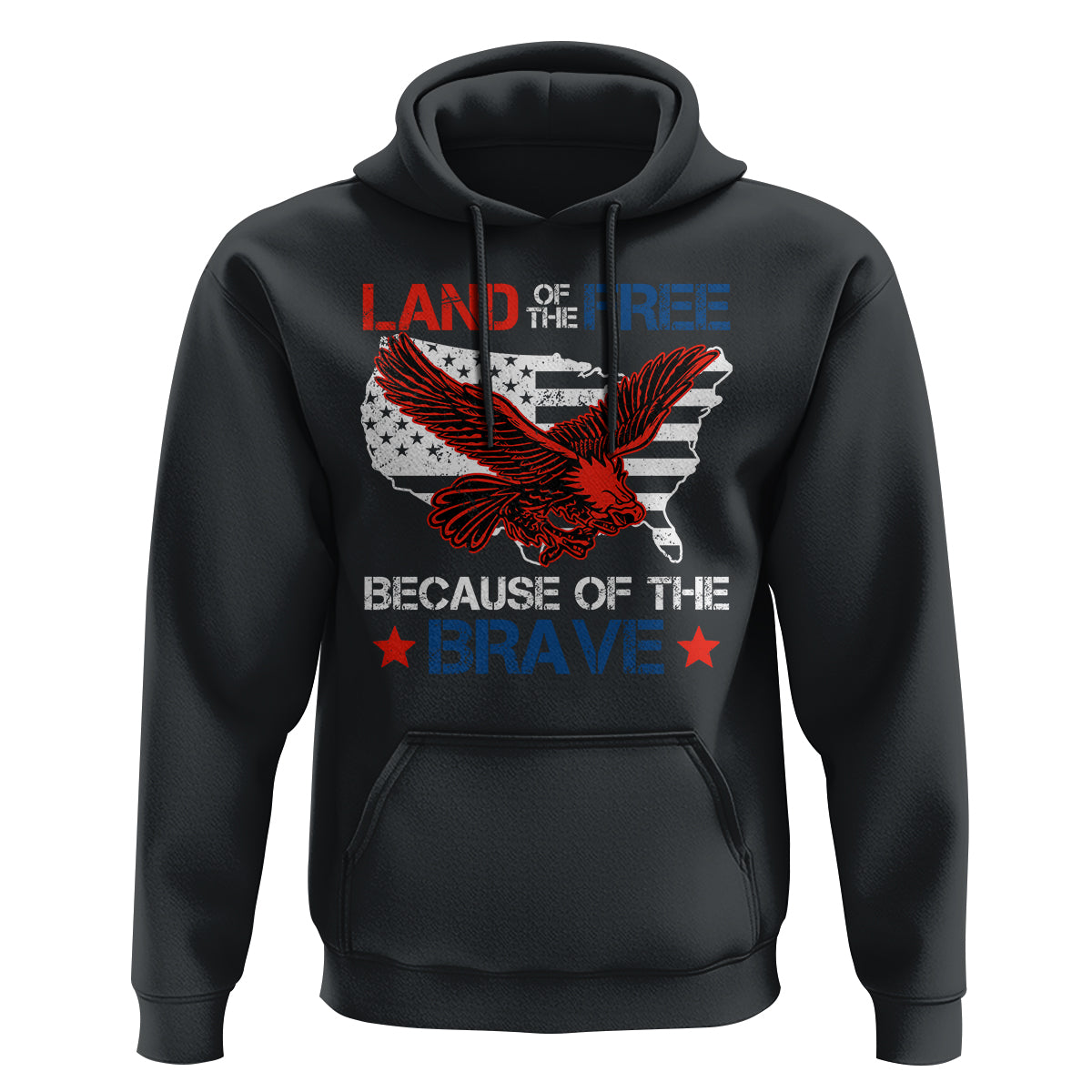 American Patriotic Hoodie Land Of The Free Because Of The Brave - Wonder Print Shop