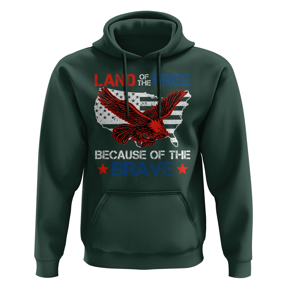 American Patriotic Hoodie Land Of The Free Because Of The Brave - Wonder Print Shop