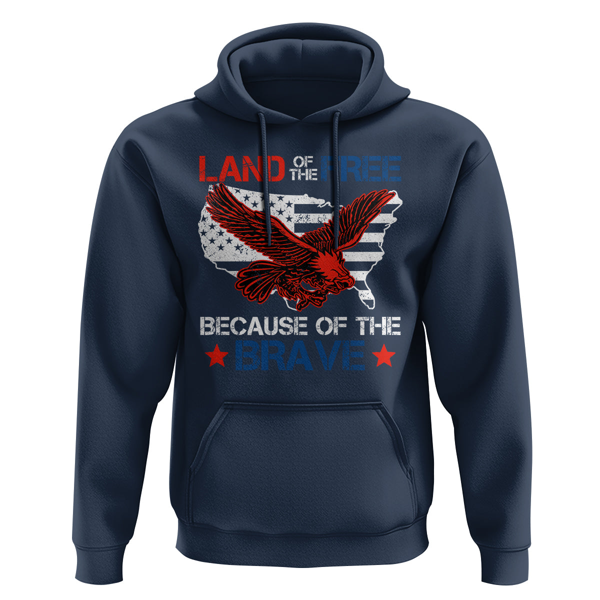 American Patriotic Hoodie Land Of The Free Because Of The Brave - Wonder Print Shop