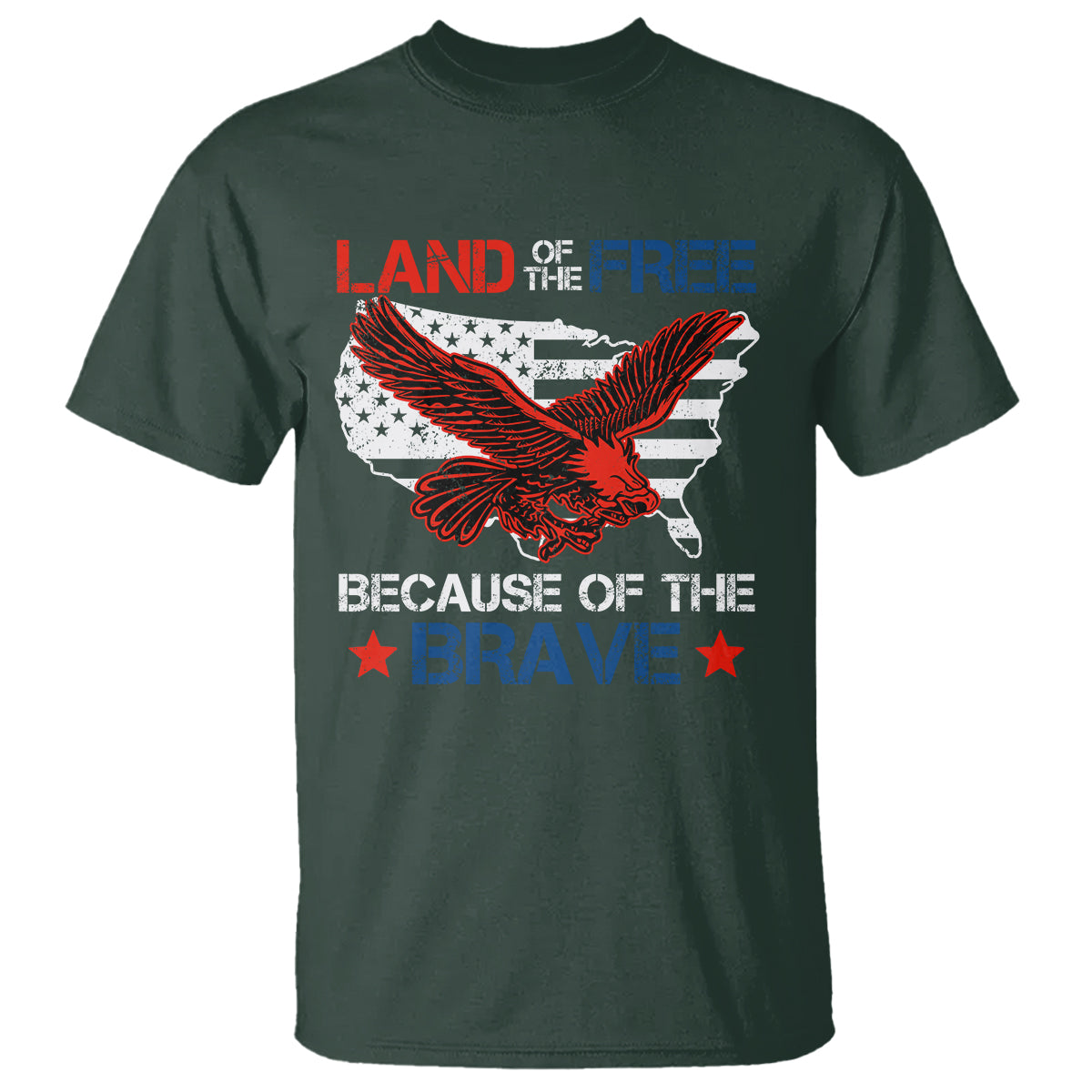 American Patriotic T Shirt Land Of The Free Because Of The Brave - Wonder Print Shop