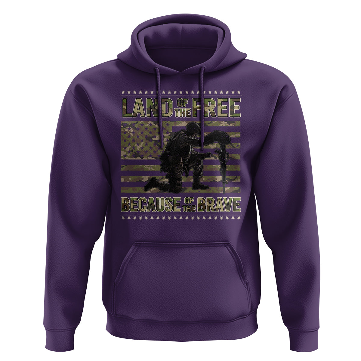 American Patriotic Hoodie Land Of The Free Because Of The Brave - Wonder Print Shop