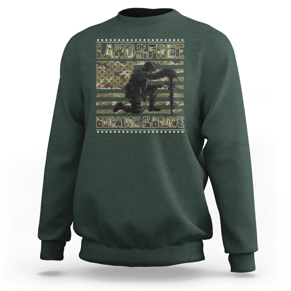 American Patriotic Sweatshirt Land Of The Free Because Of The Brave - Wonder Print Shop